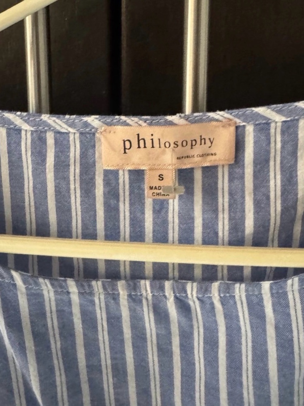 Philosophy Blue and White Vertical Stripe Top with Smocked Detail - Picture 2 of 4